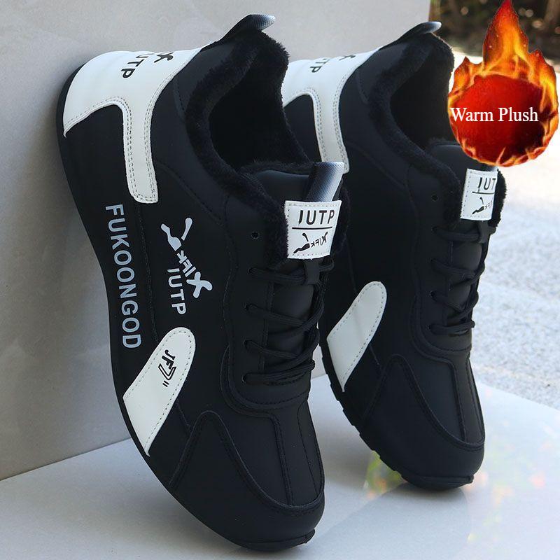 Winter Cotton Shoes, Men's Warm Plush Shoes, Waterproof Shoes, Thickened Casual Sports Running Shoes