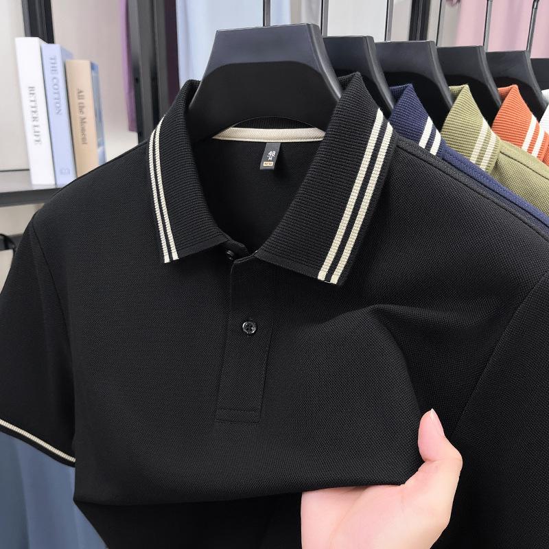 Men's Short Sleeve T-Shirt Business Casual Breathable Lapel Collarpolo Loose Fit Versatile Top