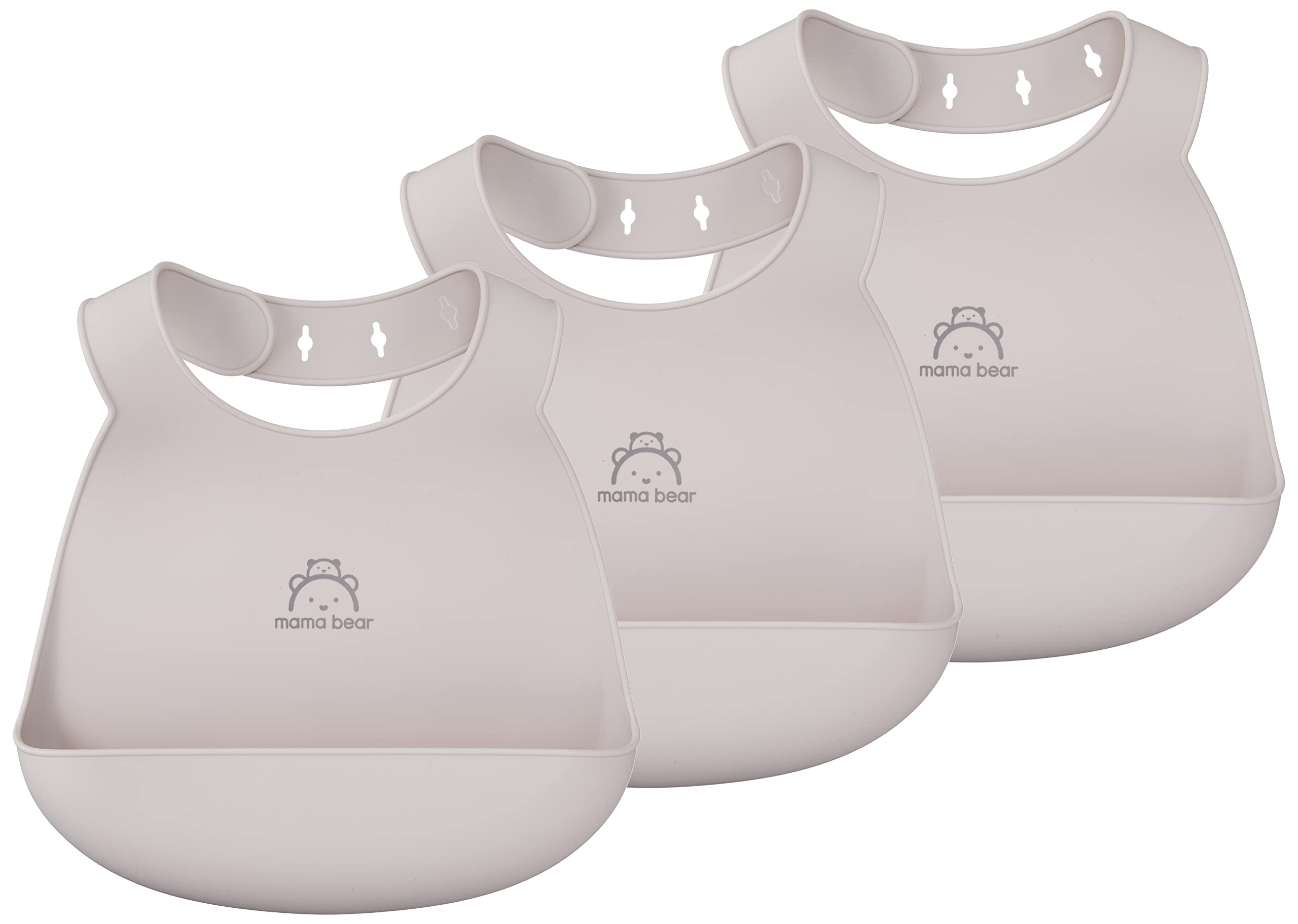 Mama Bear Silicone Bib One Gray [Amazon Brand] 3-Piece Set, Size, серый