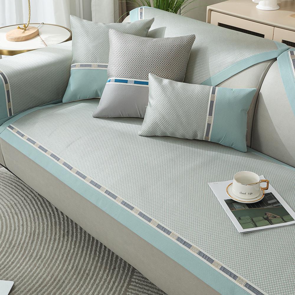 Ice Silk Living Room Sofa Cushion Summer Rattan Cover Towel Modern Washable Non-slip Mat