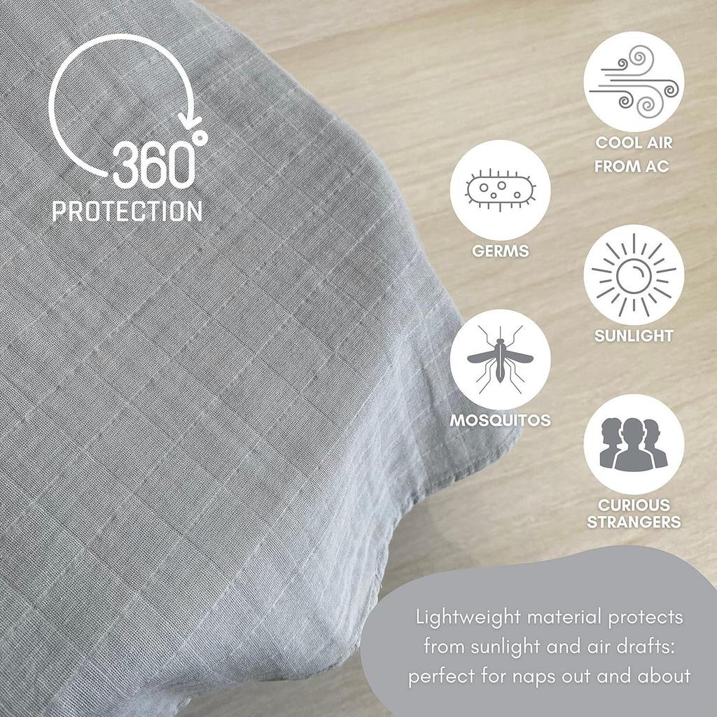 Cotton Yarn Baby Stroller Cover: Lightweight, Breathable Muslin Sunshade