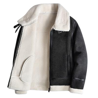Hunting Suit Fur Integrated Men's Short Motorcycle Lapel Flight Suit Handsome PU Leather Jacket Leather Jacket Jacket