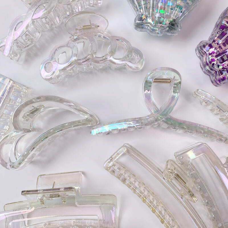 Hologram Big Size Hairpin Transparent Heart Hair Clip wave