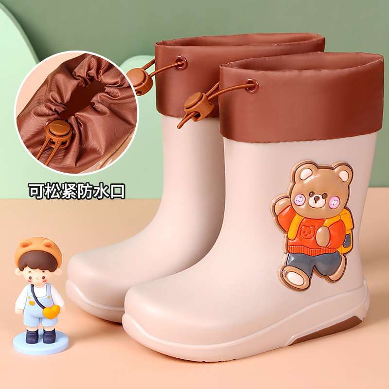 Kindergarten baby water shoes non-slip waterproof boots primary school students environmental protection rain shoes cotton cover removable boys and g