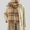 Autumn and winter new mohair plaid scarf women's thickened high-end imitation cashmere scarf atmosphere warm scarf