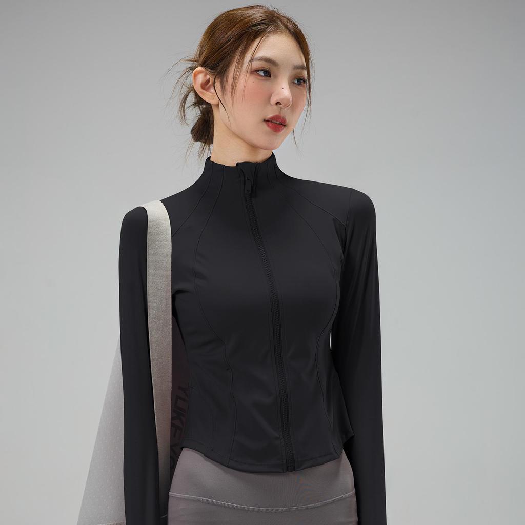 Women's Slim-Fit Yoga Jacket with Back Pockets - Long Sleeve, Casual Outdoor Activewear for Fall and Winter