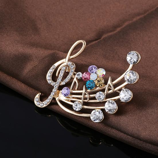 Women's Rhinestone Musical Note Blossom Brooch Pin Jewelry Party Xmas Gift
