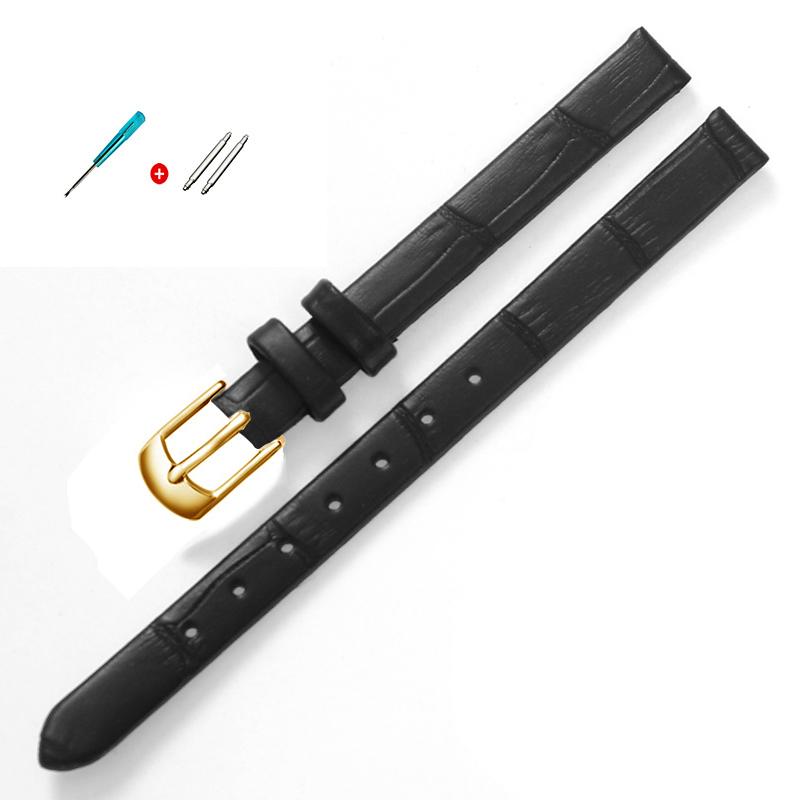 Qualität Uhrenzubehör Gürtel Damen Mädchen Vintage Uhrenarmbänder Echtes Leder Armband Uhrenarmband 8mm 10mm Roségold Dornschließe