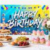 Glowing Soccer Happy Birthday Banner, Large Sports Backdrop for Outdoor Indoor Party Photo Booth