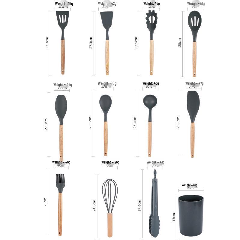 12-Piece Non-Stick Silicone Spatula and Ladle Set - Food-Grade Cookware