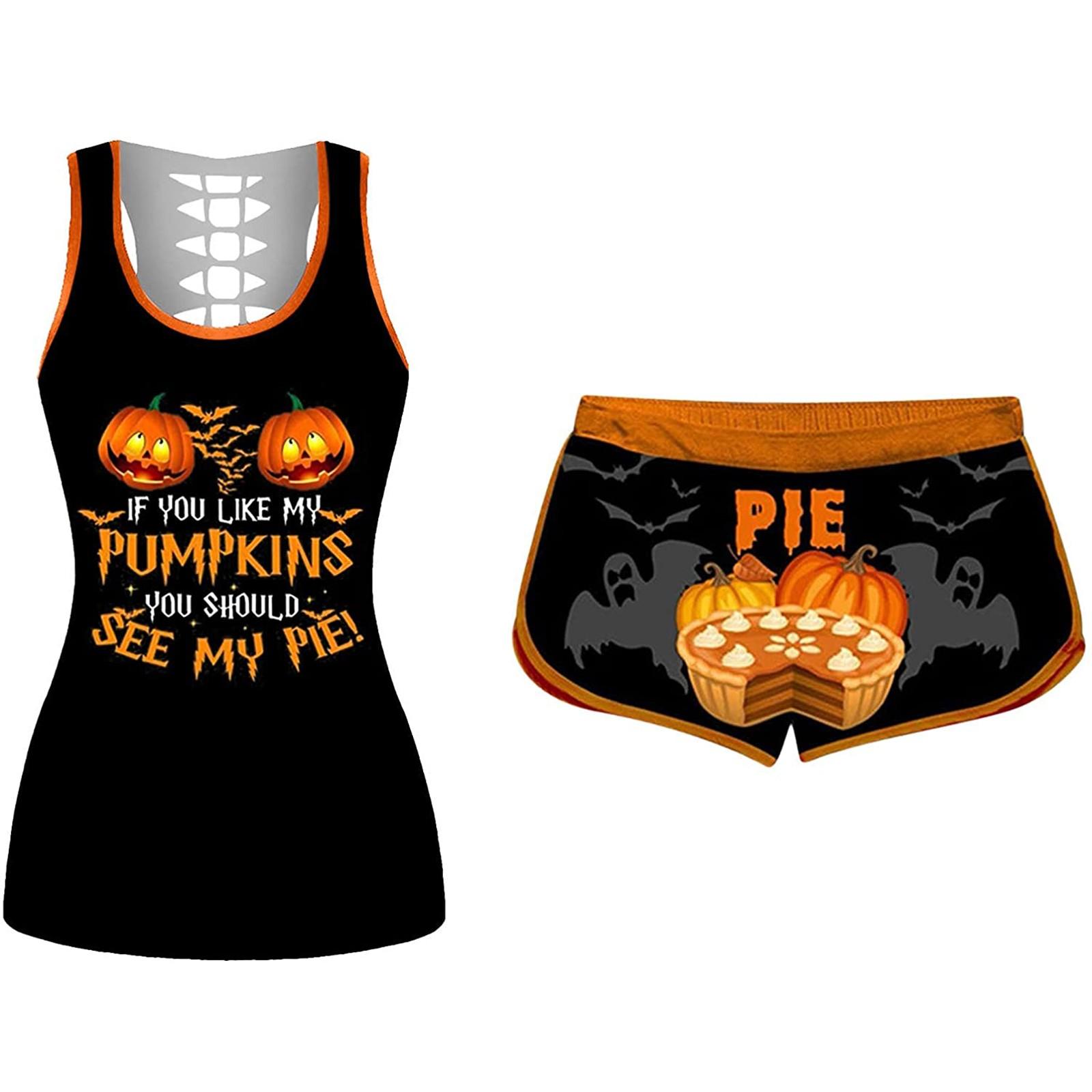 

Европейский и американский сексуальный модный женский жилет с 3D цифровым принтом на Хэллоуин L оранжевый