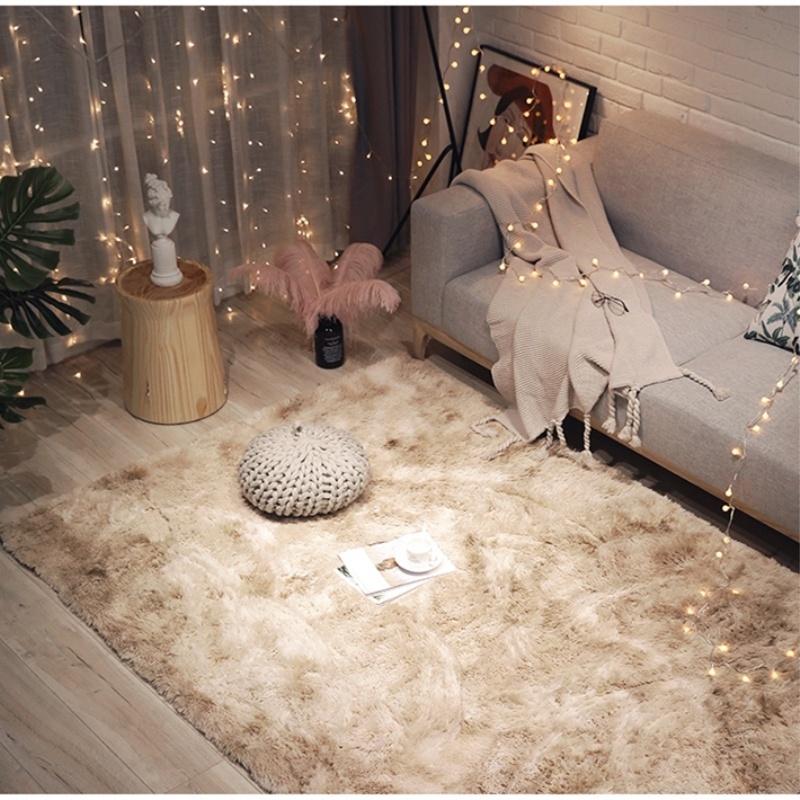 Oversied Fluffy Rainbow Carpet Gradient Tie-dye Plush Rug Living Room Coffee Table Pad Carpet Bedroom Bedside Bay Window Rug Baby Crawling Mat