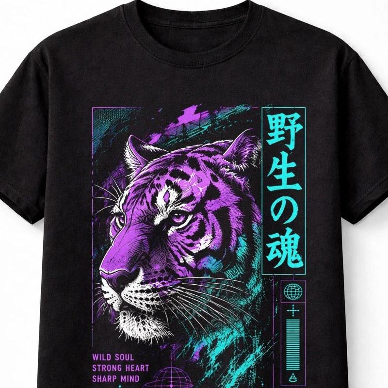 Wild Soul Strong Heart Tiger Graphic Animal Art Unisex TShirt S