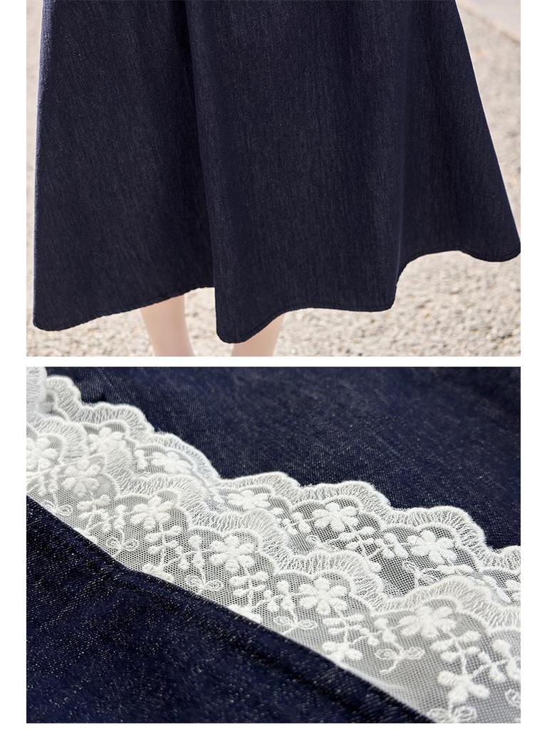 Chic 2025 Summer Denim Skirt Set: Slimming Vest & Midi Skirt for Women