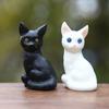 Creative Cute Cat Pvc Desktop Decor Collectible Black And White Sitting Animal Figure For Home Office