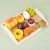 Kinderspielzeug Küche Rollenspiel Kochen Essen Brotmesser Teller Kuchen Kaffee Simulation Nachmittagstee-Set Holzspielzeug für Mädchen