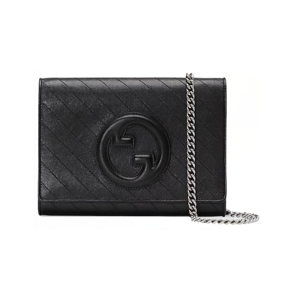 Gucci Blondie Round Interlocking G Snap Closure Leather Wallet Women Wallet Black 772213-AACP7-1000