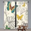 Set Of 2 Flat Printing Window Curtains Butterflies Tropical Foliage Digital Printed Polyester Drapes Seasonal Party Holiday Made