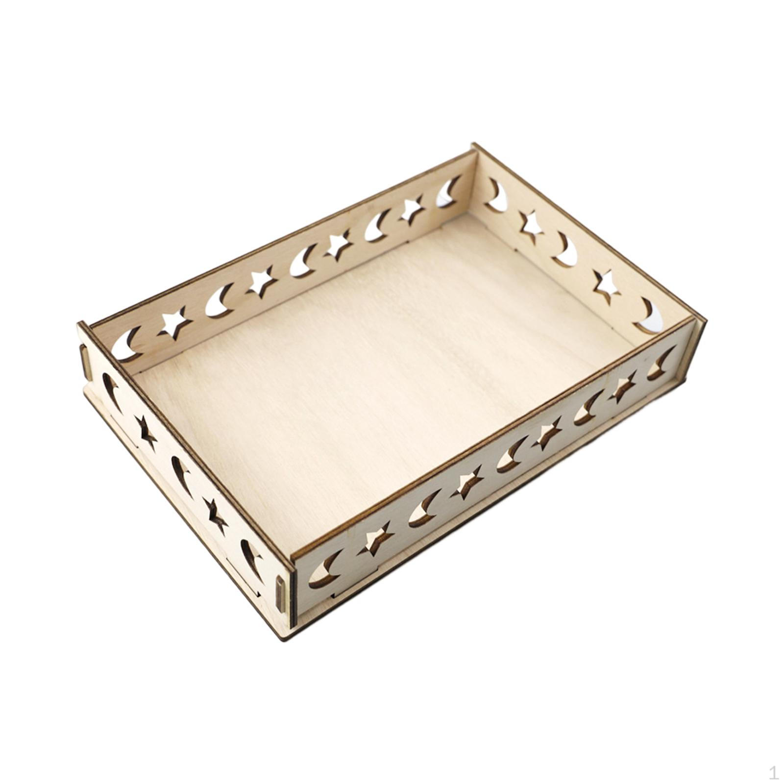 

Wood Mubarak Dinner Tray Plate DIY for Dessert Food Storage Rectangle Shape Reusable Islamic Party