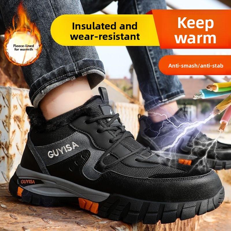 Safety Sneakers for Men Woman Winter Steel Toe Boots Thickened Warm Woman Fleece-lined Anti-smashing Work Shoes Protective 36-46