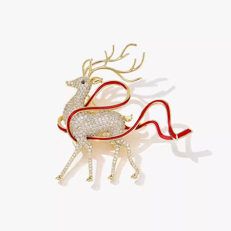 Cute Christmas Deer Brooch, Unique Brooch, Elegant and High-end, Animal Pin, Anti-glare