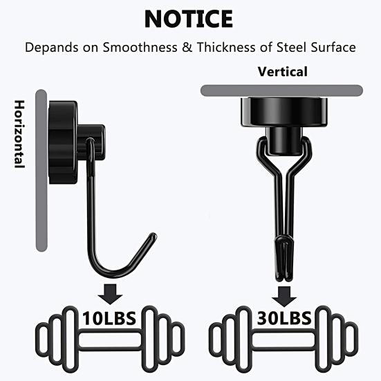Magnets Hook Rotatable Punch Free Reusable Removable Kitchen 8Kg Pull Refrigerator Magnetic Hanging Hook for Daily Use