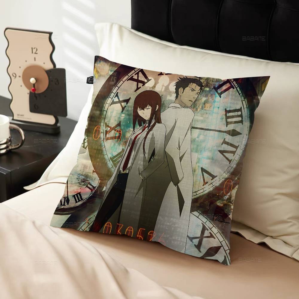 Anime Steins Gate Cushion Cover Car Throw Pillow Case For Sofa Car Christmas Gift 40X40Cm 45X45Cm