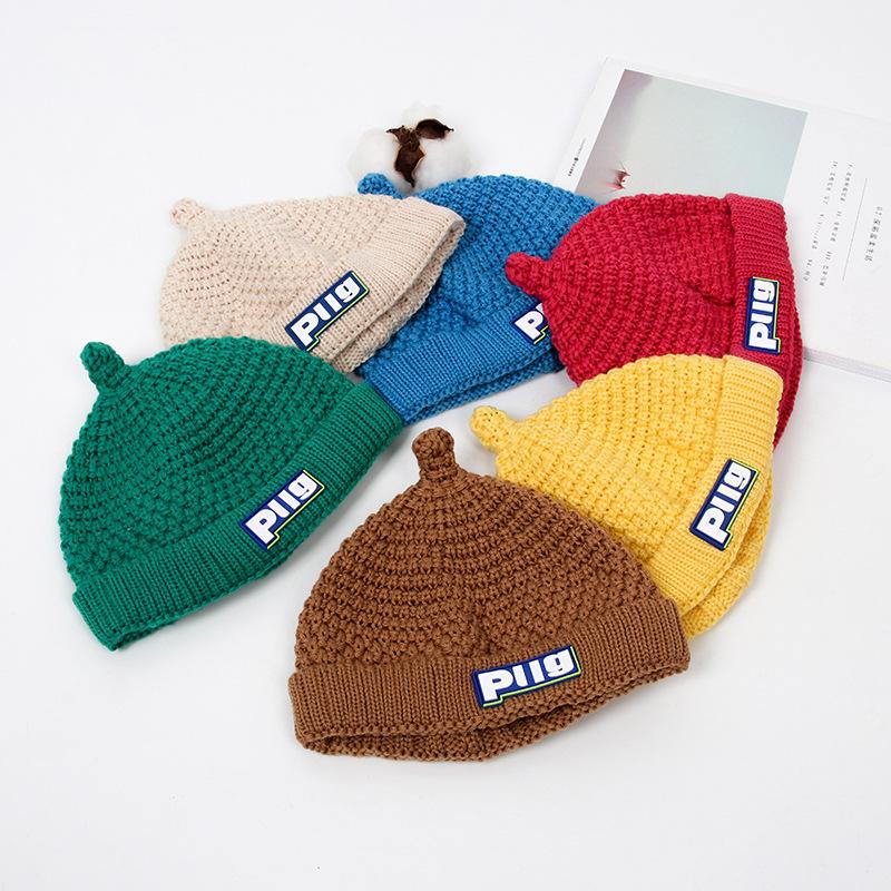 Pacifier Hat Baby Woolen Hat Autumn and Winter Warm Melon Skin Pullover Hat Children's Knitted Hat Versatile and Cute Baby Hat