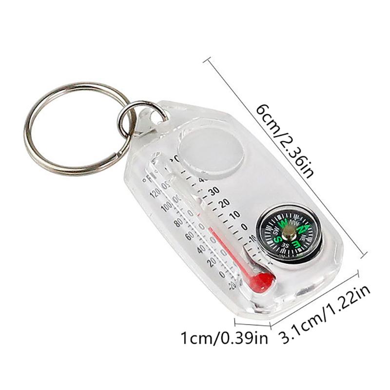 Compass And Thermometers Keychain Survival Thermometer Compass Keychain Mini Pocket Sized Compass Keyring Outdoor Equipment
