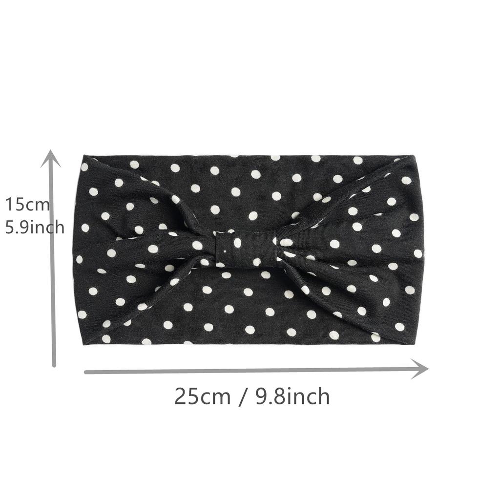 Wide Headbands for Women Polka Dots Knotted Turban Headwrap Elastic Yoga Workout Head Bands Boho Cotton Bandana Non Slip Hairbands Hair Accessories