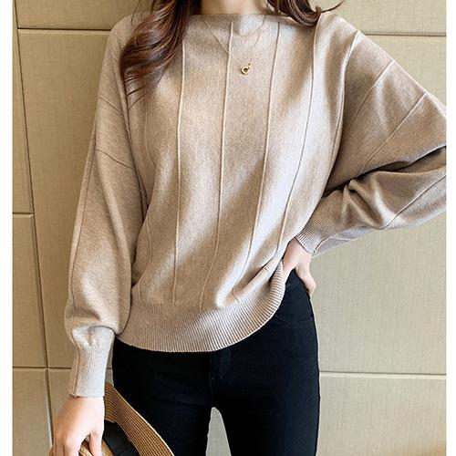 

Temperament elegant wind solid color one-word neck bat sleeve bottoming sweater autumn and winter knitted sweater women
