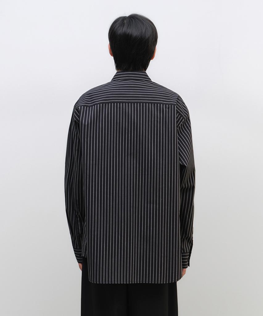 MUSINSA STANDARD Relaxed Double Pinstripe Poplin Shirt [Black/White]