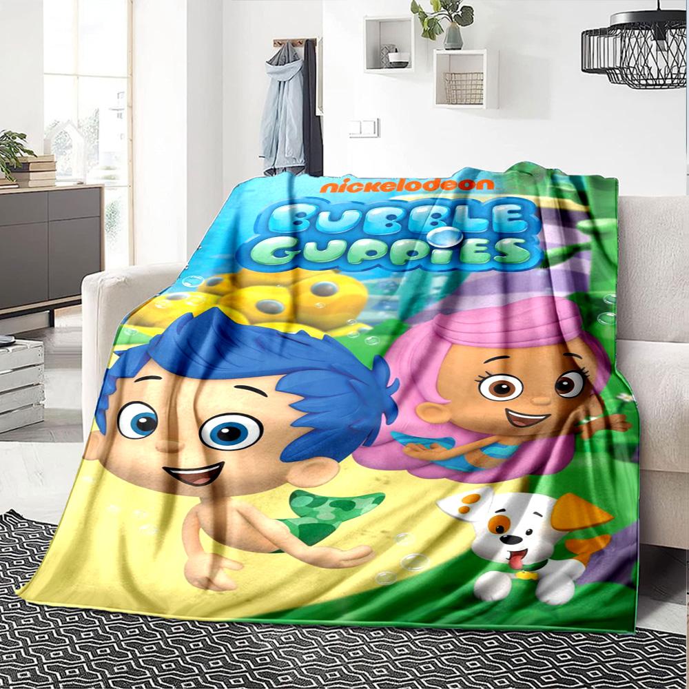 Bubble Guppies Adventure Flannel Blanket Super Soft Warm Cozy Blanket For Sofa Bed Office Travel Allseason Home Decor Gift
