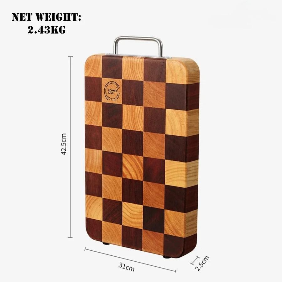 COOKER KING Chessboard Chopping Board Thickened Ebony Wood Cutting Panel Mold-proof Meat Vegetable Cutting Board Kitchen Tools