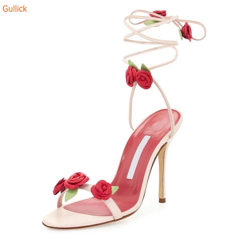 Fashion 2025 Summer Fashion Flower Sandals Ankle Strap Thin High Heels Shoes Open Toe Women Slingbacknewest Modern Sandals