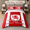 Ensemble de literie personnalisé Motif Middlesbrough FC, Impression Nom Texte 1 Housse de couette plus 2 Taies d'oreiller Textile de maison