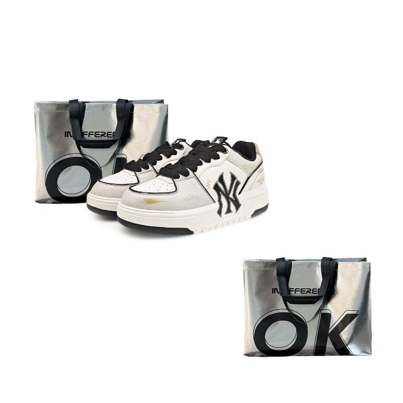 MLB Chunky Liner Abrasion Resistant Abrasion Resistant Low top Skateboard Shoes Unisex White Gray 3ASXCA12N-50WHS(Team131-1 S)