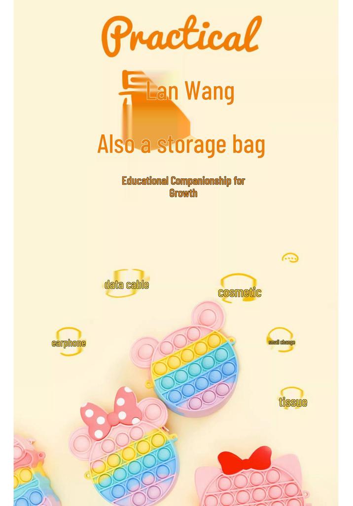 Rainbow Pop-It Kids Day Backpack with Educational Bubbles - Portable Decompression Toy for Girls