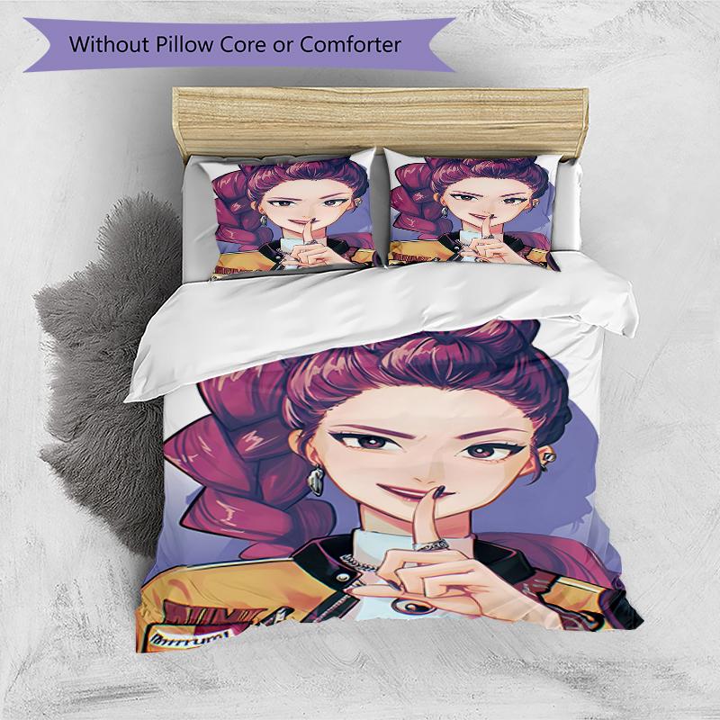 3pcs KPop Demon Hunters RUMI6 Design Cover Set - HD Printed Bedding with 1 Cover and 2 Pillowcases - Perfect for Home and Dorm Decor