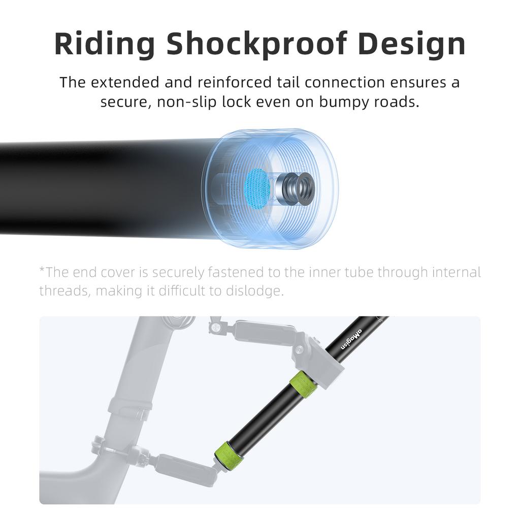 34cm-110cm Aluminum Alloy 1/4In Telescopic Stick Multi-Purpose Double Clamp Handlebar Selfie Stick Cycling Accessories for GoPro