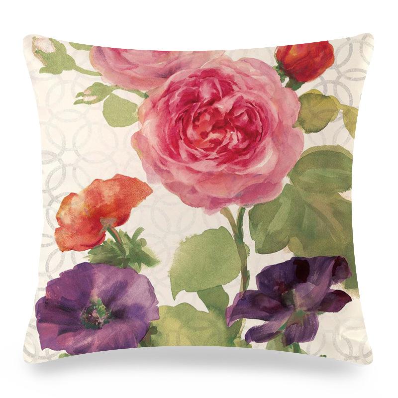 Watercolor Roses and Butterflies Digital Printing Short Plush Pillow Covers for Car Sofa Office Cushion Cover Home Goods