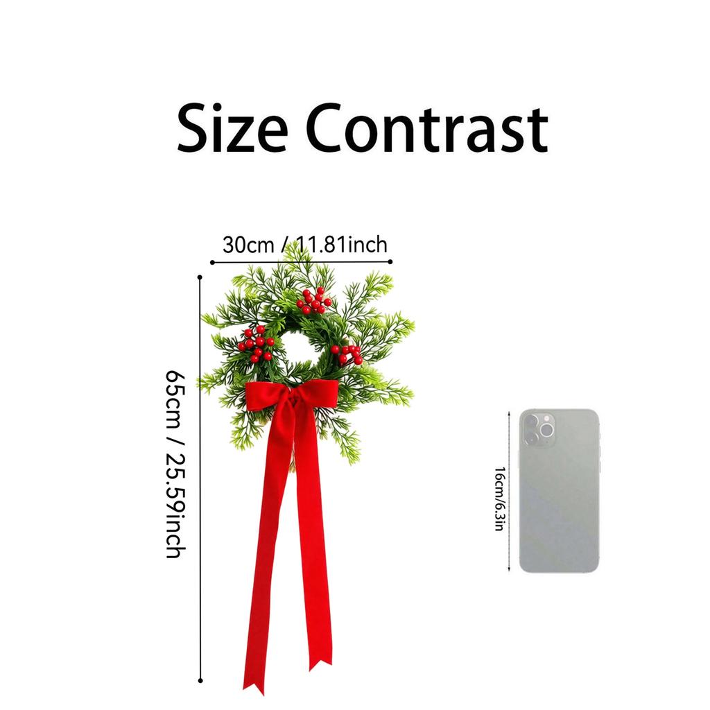 Velvet Christmas Wreath - Artificial, Set of 2 for Holiday Home Decor