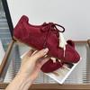 Red retro flat-bottomed German training shoes women's soft-soled casual board shoes 2027 autumn new versatile sports shoes women's tide