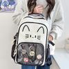 Zaino Gatto Kawaii Ita Bag Grande Capacità Zaino Scolastico in Nylon con Tasca Trasparente per Pin Zaino Anime Carino per Ragazze