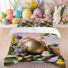 Bedding Pillowcase Quilt Cover 3-Piece Set Rabbit Chicken Colorful Egg Floral Pattern, Easter Home Decoration