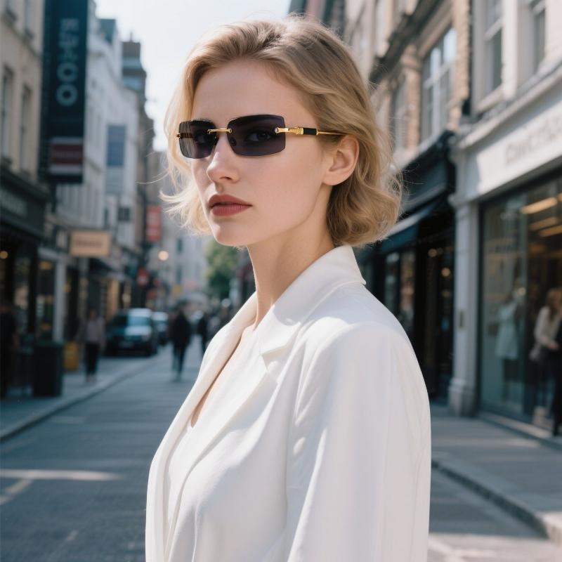 New Frameless Fashion Sunglasses Jelly Colored Cut Border Uv Glasses Women'S Fashion Street Photography Trend Versatile Eyewear