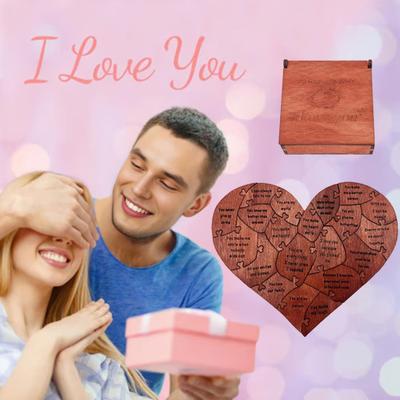 Důvody, proč tě miluji Dárek pro přítele přítelkyni manžela manželku Romantické srdcové puzzle v dřevěné krabičce 20 důvodů Dárky pro páry na Valentýna