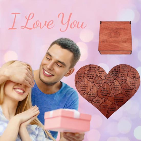 Powody, dla których Cię kocham Prezent dla chłopaka dziewczyny męża żony Romantyczna układanka w kształcie serca w drewnianym pudełku 20 powodów Prezenty dla par na Walentynki