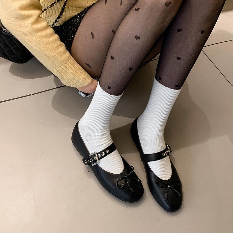 Fashion Versatile Bow Flat Mary Jane Shoes Children's Spring and Summer 2025 New College Style Skirt Single Shoes