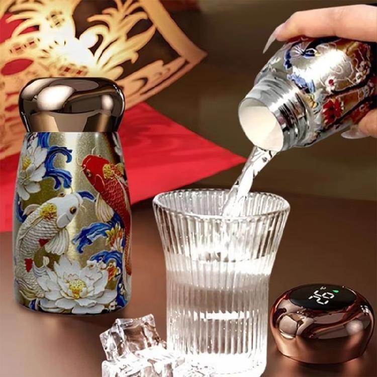 Daily Drink Mini Tumblers with Temperature Display, Stainless Steel Ceramic Thermal Cup for Study Desk Home Office Beverage Time
